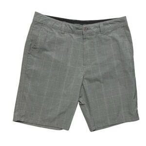 O'Neill Mens Chino Shorts 36 Gray Plaid Hybrid Stretch‎ Walkshort Golf Casual